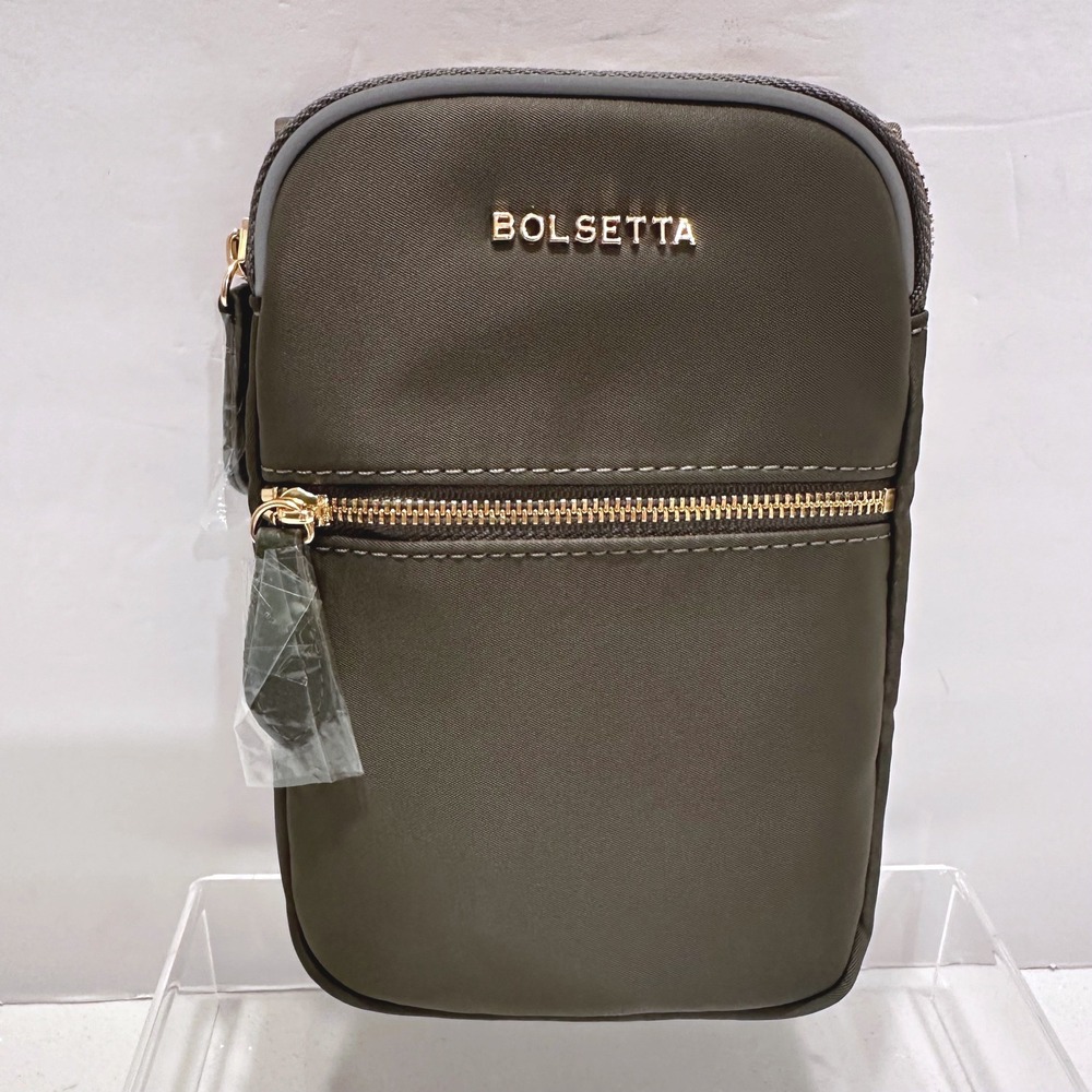 Bolsetta Magnetic Hip Pouch B25-DNM Brown Gold RFID Blocking Beltless Bag NEW